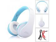 Wireless Bluetooth Foldable Stereo Headphones Headset with Microphone White Blue