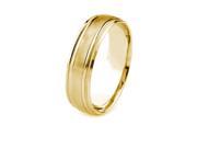 10k Gold Men s Wedding Band with Satin Finish Center and Carved Milgrain Edges 6mm