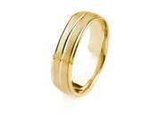 10k Gold Men s Wedding Band with Satin Finish Center Groove Polished Edges 7mm