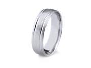 Platinum Men s Wedding Band with Satin Finish and Parallel Grooves 8mm