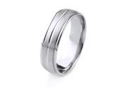 18k Gold Men s Wedding Band with Satin Finish Center Groove Polished Edges 6mm