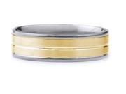 14k Gold Two Tone Men s Wedding Band with Satin Finish Center Groove Polished Edges 7mm