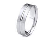 18k Gold Men s Wedding Band with Center Channel and Satin Finish 6mm