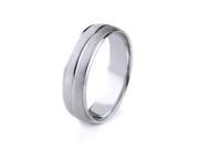 Platinum Men s Wedding Band with Cross Satin Finish Center Groove Polished Edges 8mm