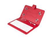 Felji Red Stand Leather Case Cover for Android Tablet 7 Universal w USB Keyboard