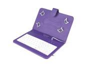 Felji Purple Stand Leather Case Cover for Android Tablet 7 Universal w USB Keyboard