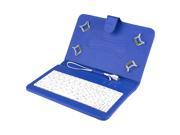 Felji Blue Stand Leather Case Cover for Android Tablet 7 Universal w USB Keyboard