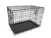 Felji 2 Doors Black 30 Pet Folding Suitcase Dog Cat Crate Cage Kennel Pen w ABS Tray