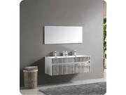 Fresca FVN8512HA Siena 47 Double Sink Modern Bathroom Vanity with Mirror and Faucets in High Gloss Ash Gray