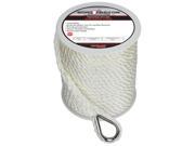 Extreme Max BoatTector Twisted Nylon Anchor Line with Thimble 3 8 x 100 White