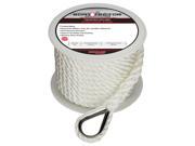 Extreme Max BoatTector Twisted Nylon Anchor Line with Thimble 3 8 x 50 White