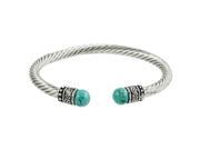 Falari Natural Gemstone Twist Cable Wire Bracelet Turquoise