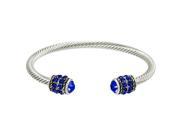 Crystal Rhinestone Cable Wire Cuff Bracelet Sapphire
