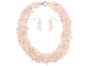 Falari Natural Gemstone Necklace Earring Set Rose Quartz