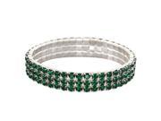 Falari Rhinestone Crystal Stretch Bracelet Sparkle Wedding Bridal 3 Rows Emerald