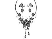 Falari Flower Party Bridal Elegant Necklace Earring Set Black