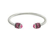 Crystal Rhinestone Cable Wire Cuff Bracelet Pink
