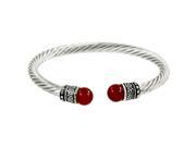 Falari Natural Gemstone Twist Cable Wire Bracelet Red Agate