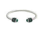 Crystal Rhinestone Cable Wire Cuff Bracelet Emerald