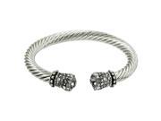 Crystal Rhinestone Cable Wire Cuff Bracelet Black Diamond