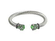 Crystal Rhinestone Cable Wire Cuff Bracelet Peridot