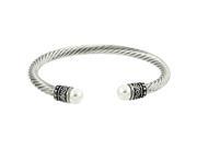 Falari Natural Gemstone Twist Cable Wire Bracelet Pearl