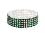 Falari Rhinestone Crystal Stretch Bracelet Sparkle Wedding Bridal 5 Rows Emerald