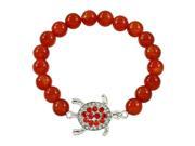 Falari Turtle Crystal Lucky Charm Natural Gemstone Bracelet Red Agate