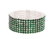 Falari Rhinestone Crystal Stretch Bracelet Sparkle Wedding Bridal 7 Rows Emerald