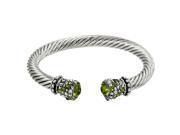 Crystal Rhinestone Cable Wire Cuff Bracelet Olivine