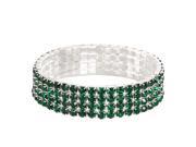 Falari Rhinestone Crystal Stretch Bracelet Sparkle Wedding Bridal 4 Rows Emerald