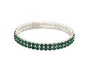 Falari Rhinestone Crystal Stretch Bracelet Sparkle Wedding Bridal 2 Rows Emerald