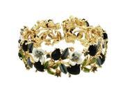 Falari Vintage Flower Bracelet Bangle Crystal Beads Hand Painted Black