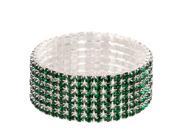 Falari Rhinestone Crystal Stretch Bracelet Sparkle Wedding Bridal 6 Rows Emerald
