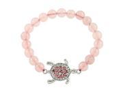 Falari Turtle Crystal Lucky Charm Natural Gemstone Bracelet Rose Quartz