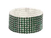 Falari Rhinestone Crystal Stretch Bracelet Sparkle Wedding Bridal 8 Rows Emerald