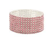 Falari Rhinestone Crystal Stretch Bracelet Sparkle Wedding Bridal 8 Rows Pink