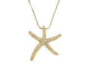 Starfish Pendant Necklace Rhinestone Crystal Gold High Polished J0543 GOLD