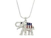 Republican Elephant Pendant Necklace High Polished Rhodium J1509