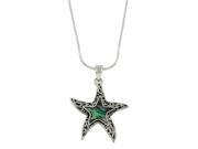 Starfish Pendant Necklace Rhinestone Crystal Rhodium High Polished J1455