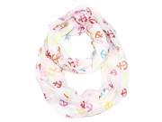 Anchor Pattern Infinity Loop Scarf Mix Anchor Lightweight White