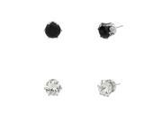 Falari Cubic Zirconia Stud Earrings 2 Pairs 6mm Clear Jet Black