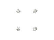 Falari Cubic Zirconia Stud Earrings 2 Pairs 4mm Clear Clear