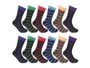 12 Pairs Striped Men Socks Size 10 13 Assorted Colors