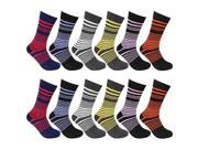 12 Pairs Assorted Colors Striped Men Dress Socks Size 10 13