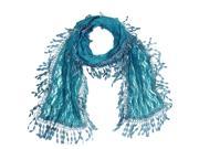 Falari Women Lace Scarf With Fringes Peacock Blue