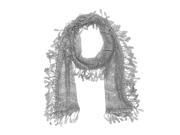 Falari Women Lace Scarf With Fringes Light Grey