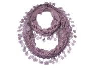 Falari Women Loop Infinity Lace Scarf With Fringes Light Purple