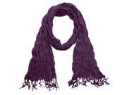 Falari All Seasons Soft Crinkle Scarf Solid Color Indigo Purple