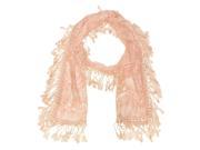 Falari Women Lace Scarf With Fringes Peach